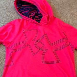 Under Armor Pink Hooded Sweatshirt with purple & pink Lined hood - Youth Lg